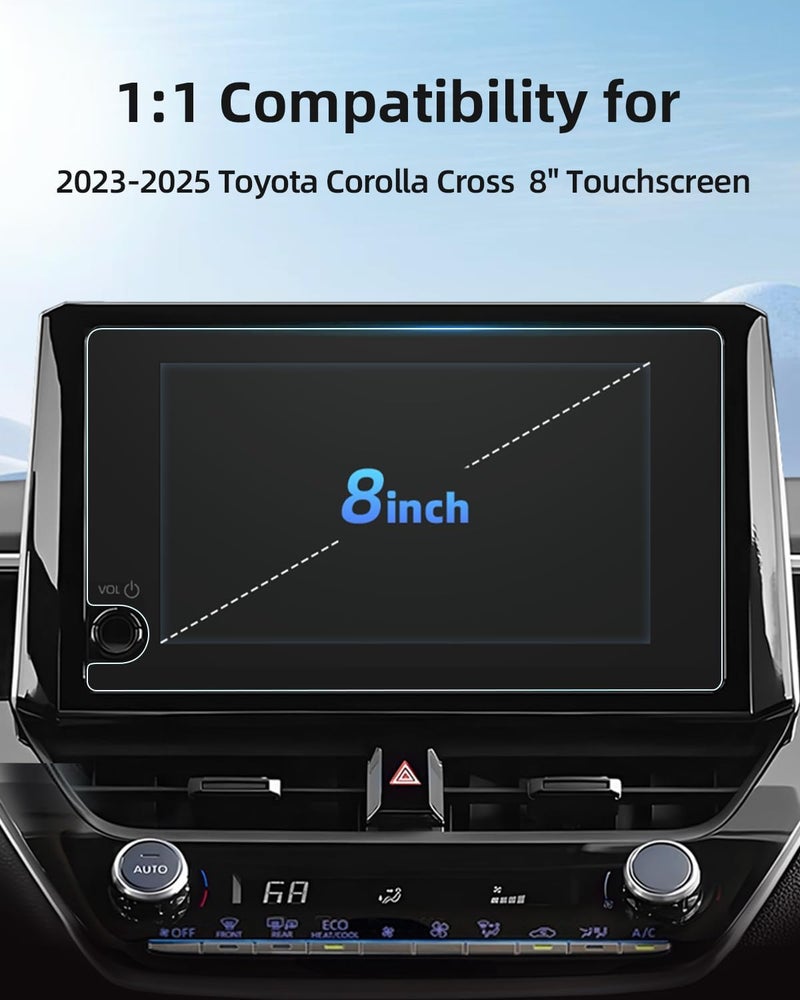 LANGBEAN Anti-Glare Matte Screen Protector, for 2023-2025 Toyota Corolla Cross (L/LE/XLE/Hybrid S/Hybrid SE/Hybrid XSE) 8-Inch Infotainment Touchscreen, 9H Tempered Glass/Anti-Fingerprint 2025 Toyota Corolla Cross - Image 2
